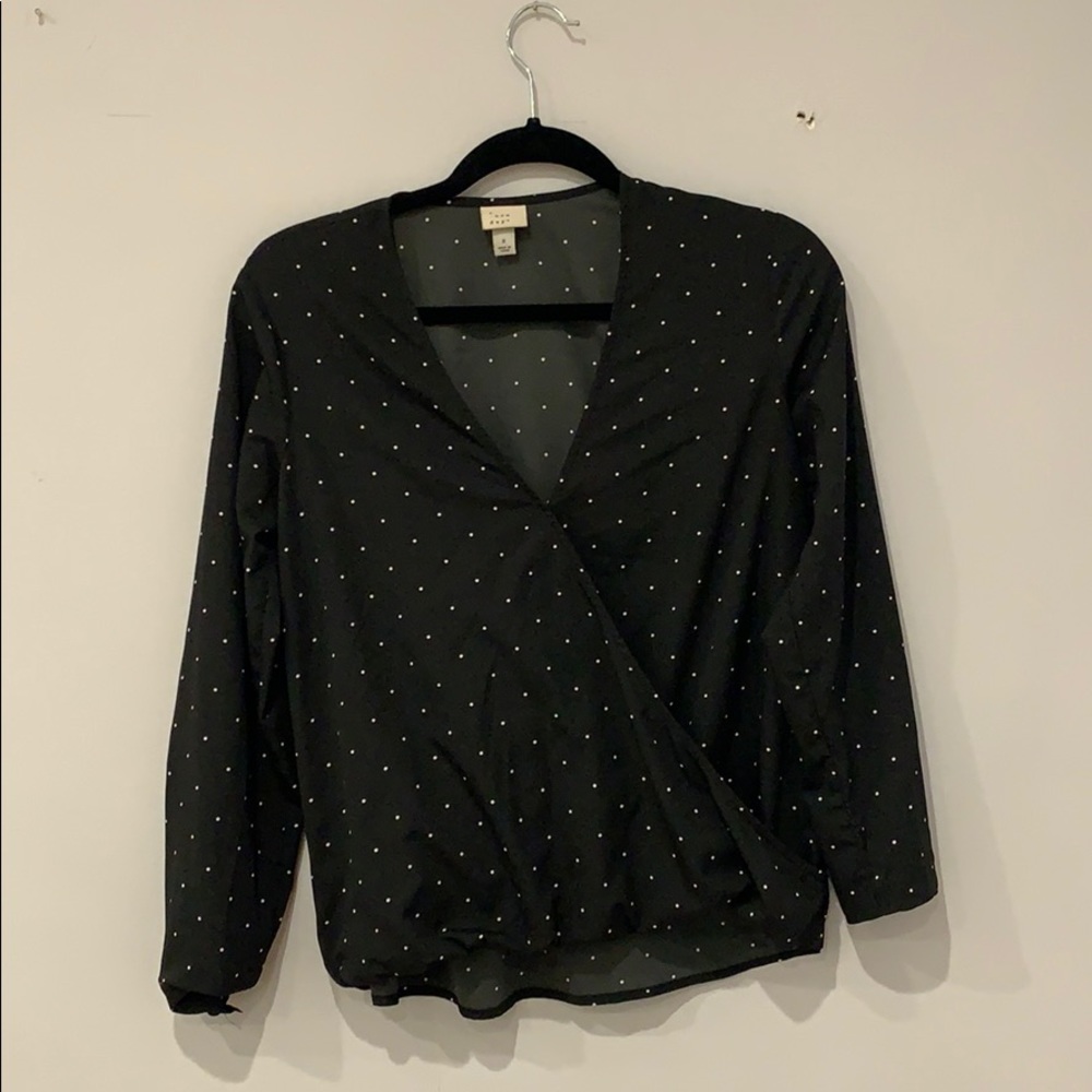 Polka Dot Wrap Blouse